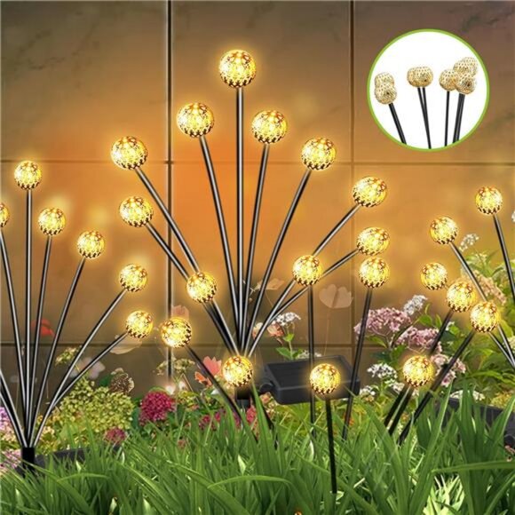 Solar Garden Lights 2-Pack, New Upgraded - Swaying with The Wind - Picture 1 of 7
